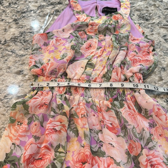 Stella & Julie | Macy’s | Tiered Pastel Floral Sleeveless Maxi Dress Size 4 - Picture 7 of 14